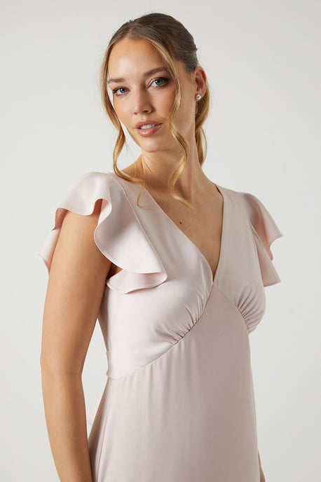Coast Honoured V Neck Angel Short Sleeve Satin Maxi Bridesmaid Dress - Image 3