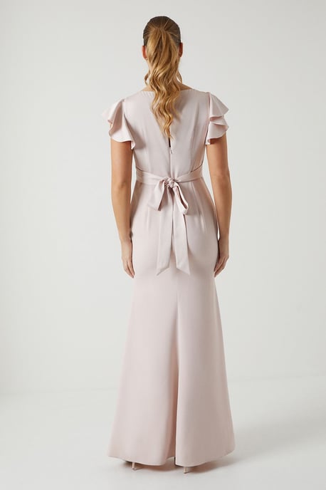 Coast Honoured V Neck Angel Short Sleeve Satin Maxi Bridesmaid Dress - Image 4