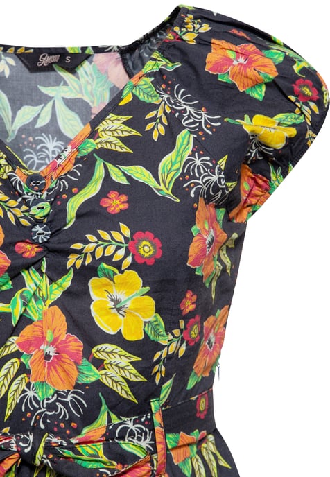 Queen Kerosin Damen Swing Kleid Hibiskus Black mehrfarbig - Image 3
