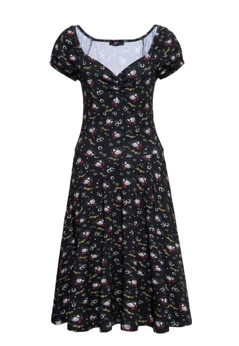 Queen Kerosin Damen Allover-Print Swingkleid Howdy black - Image 1