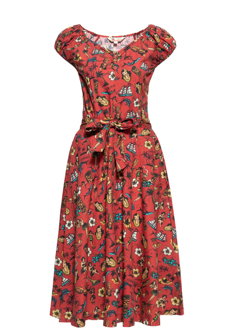 Queen Kerosin Damen Swing Kleid Hawaii rot - Image 1