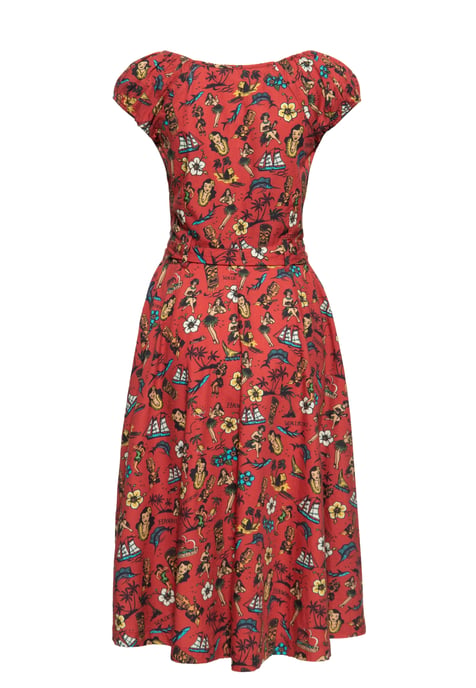 Queen Kerosin Damen Swing Kleid Hawaii rot - Image 2