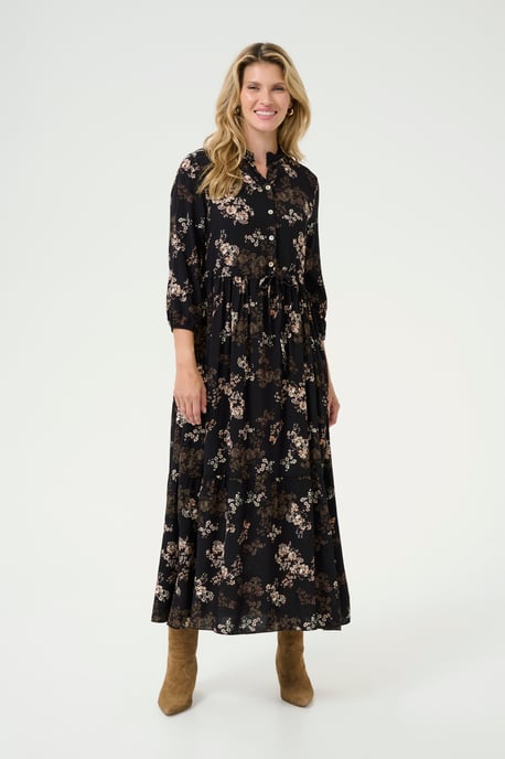 Jurk A-shape Black With Autumn Flowers black multi - Image 1