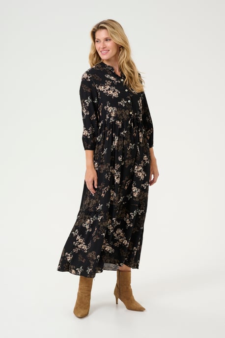 Jurk A-shape Black With Autumn Flowers black multi - Image 2