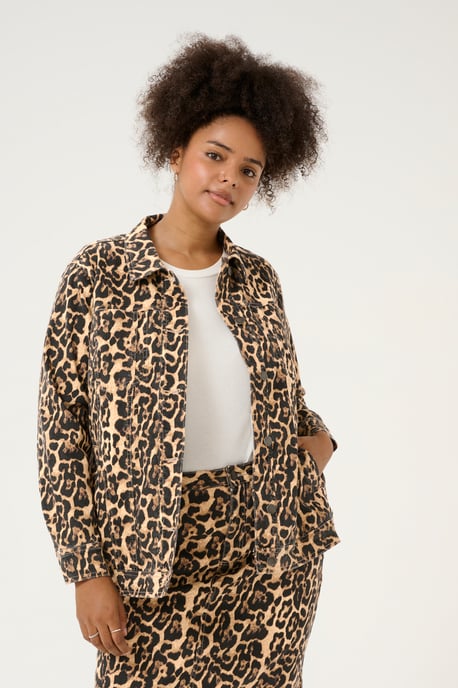 Denim jacket Loose fit Naturel Leopard Print - Image 3