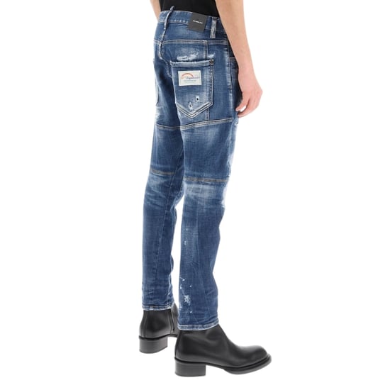 Dsquared2 Tidy Biker Jean Paint Splash Reinforced Ripped Blue Jeans - Image 2