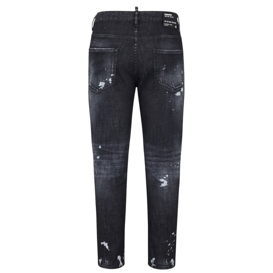 Dsquared2 Skater Jean Gescheurde dijen Verfspatten Zwarte wasjeans - Image 2