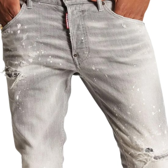Dsquared2 Skater Jean Paint Splatter Light Grey Wash Jeans - Image 4