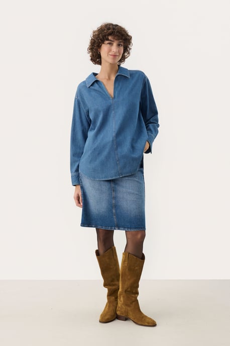 Long sleeved shirt Oversize fit Medium Blue Denim - Image 1