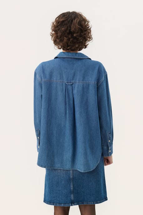 Long sleeved shirt Oversize fit Medium Blue Denim - Image 3