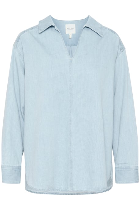 Long sleeved shirt Oversize fit Whiteish Blue Denim - Image 4