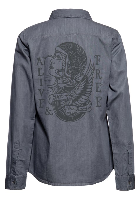 Queen Kerosin Damen Baumwollbluse grau - Image 2