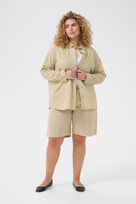 Overhemd met lang mouwen Loose fit Chincilla / White stripe beige - Image 1