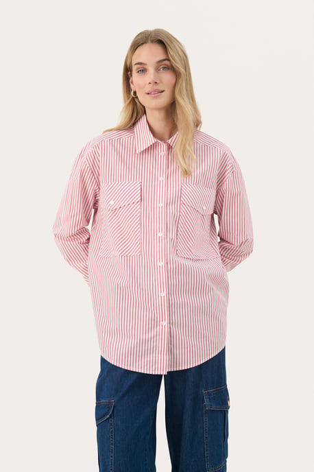 Overhemd met lang mouwen Oversize fit Mars Red Stripe white red - Image 3