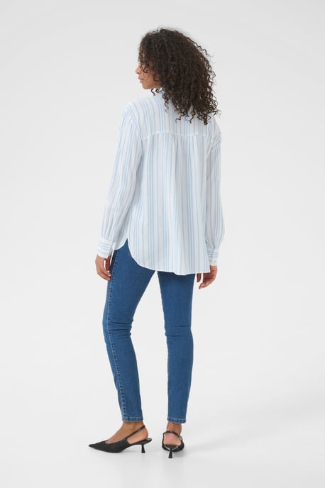Long sleeved shirt Loose fit Chalk/Soft Chambray Stripe - Image 4