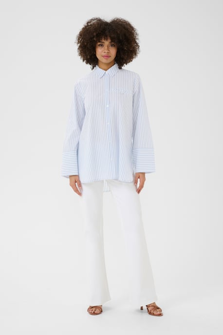 Long sleeved shirt Loose fit Blue/white Stripe - Image 1