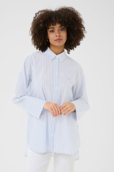 Long sleeved shirt Loose fit Blue/white Stripe - Image 3