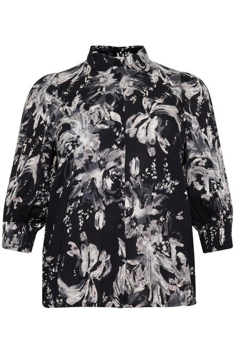 Long sleeved shirt Regular fit Black/White Painted Flower - Image 4