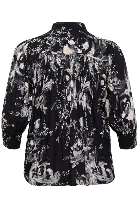 Long sleeved shirt Regular fit Black/White Painted Flower - Image 5