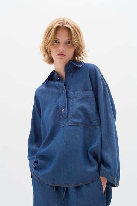 Denim shirt Boxy fit Medium Blue - Image 3