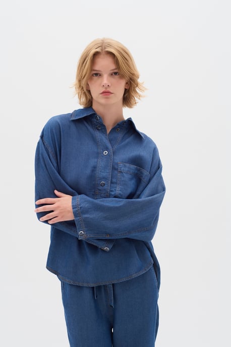 Denim shirt Boxy fit Medium Blue - Image 4