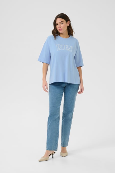 T-shirt Oversize fit Vista Blue W. Chalk Embroidery - Image 1