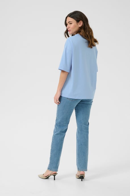T-shirt Oversize fit Vista Blue W. Chalk Embroidery - Image 2