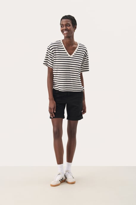 T-shirt Loose fit Black and Eggnog Stripe - Image 1