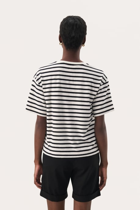 T-shirt Loose fit Black and Eggnog Stripe - Image 3