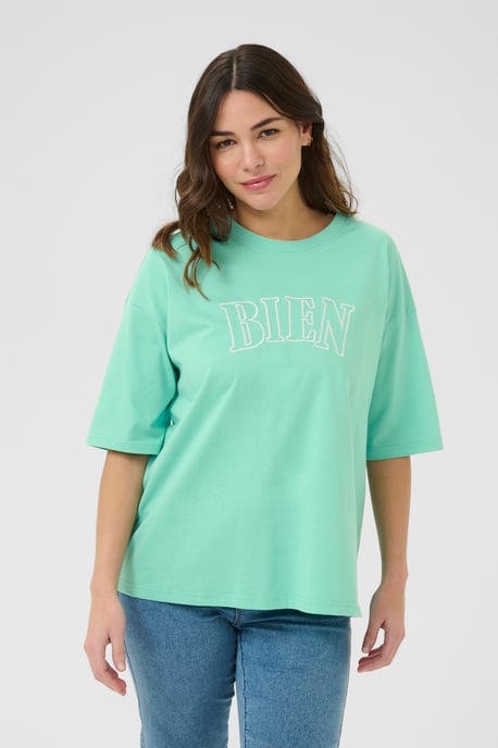 T-shirt Oversize fit Pool Blue W. Chalk Embroidery - Image 3