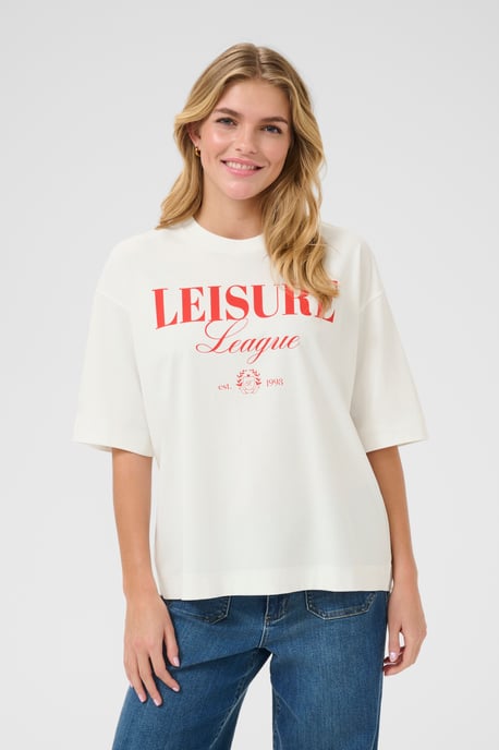 T-shirt Loose fit Chalk w. Fiery Red - Image 3