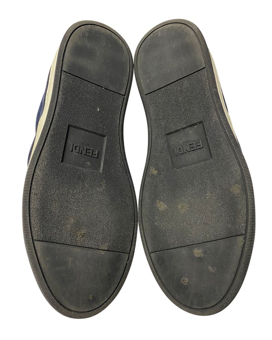 Fendi Monster 3D Eyes Slip-On Sneakers in Navy Blue Suede - Image 3