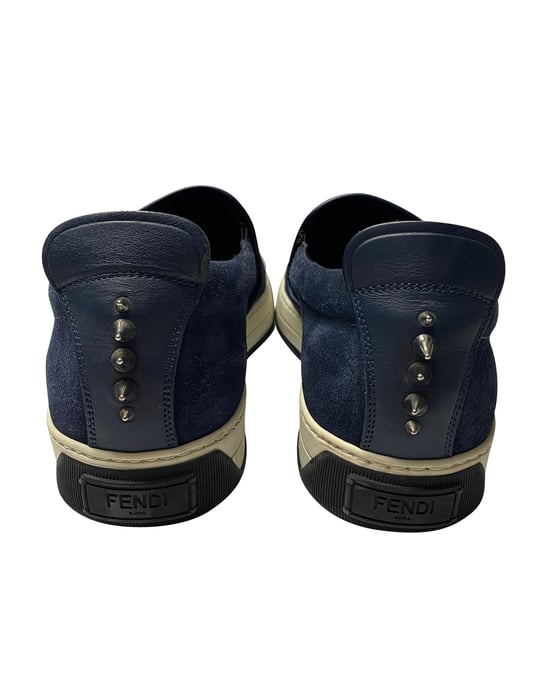 Fendi Monster 3D Eyes Slip-On Sneakers in Navy Blue Suede - Image 6