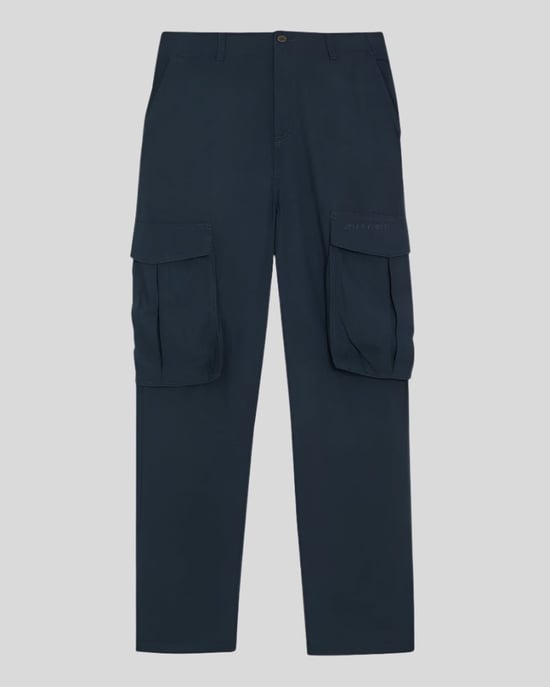 Lyle & Scott Bomull- och Linne Cargo-byxor - Mörk Marinblå - Image 5