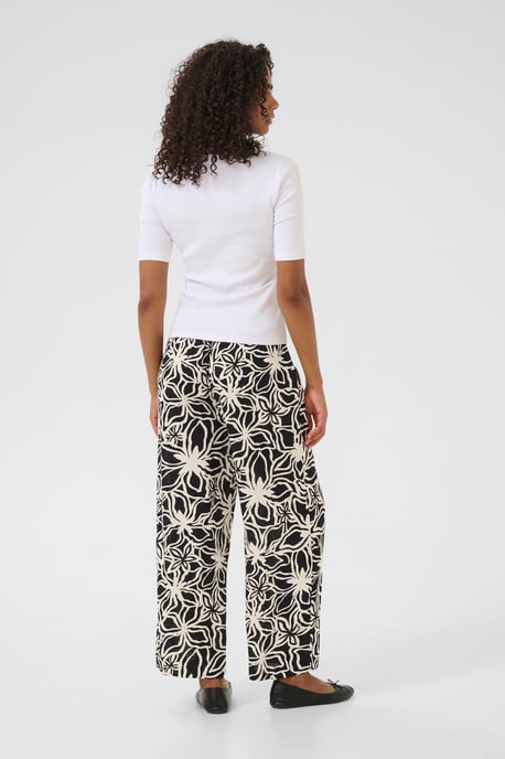 Casual pants Loose fit Black / Light Beige Flower - Image 2