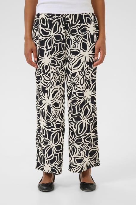 Casual pants Loose fit Black / Light Beige Flower - Image 3