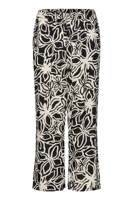 Casual pants Loose fit Black / Light Beige Flower - Image 4