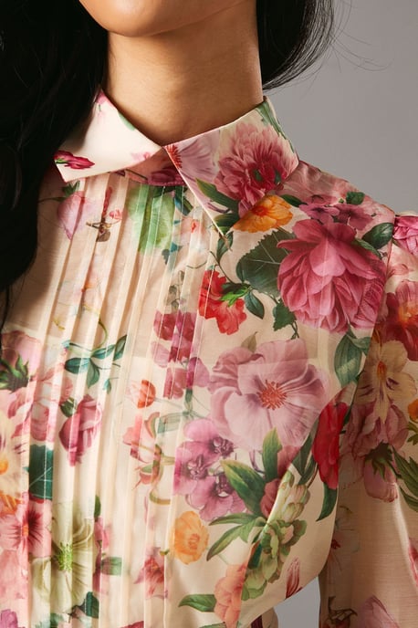 Blouson Sleeve Pintuck Detail Wide Leg Jumpsuit - Image 5