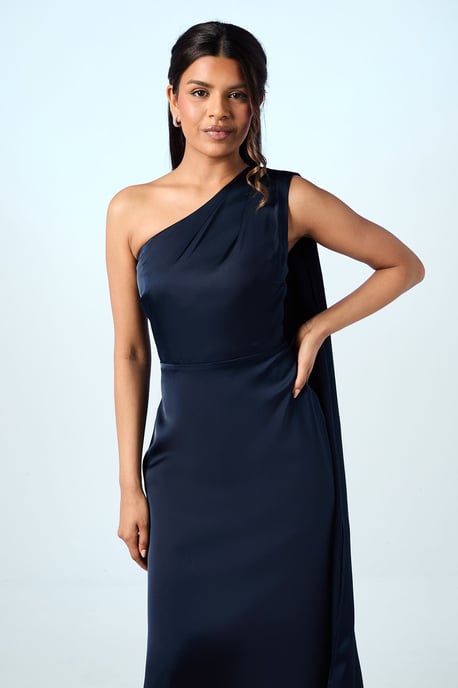 Coast Honoured Petite Drape One Shoulder Satin Maxi Bridesmaid Dress - Image 2