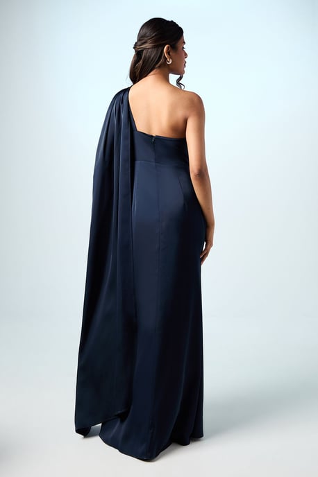 Coast Honoured Petite Drape One Shoulder Satin Maxi Bridesmaid Dress - Image 4