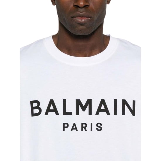Balmain Paris Bold Brand Logo White T-Shirt - Image 4