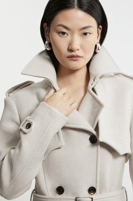 Italian Wool Tailored Belted Trench Maxi Coat - Image 2