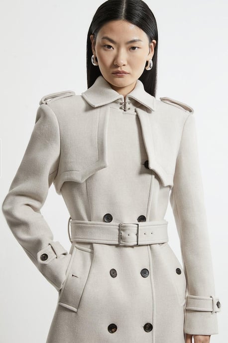 Italian Wool Tailored Belted Trench Maxi Coat - Image 5