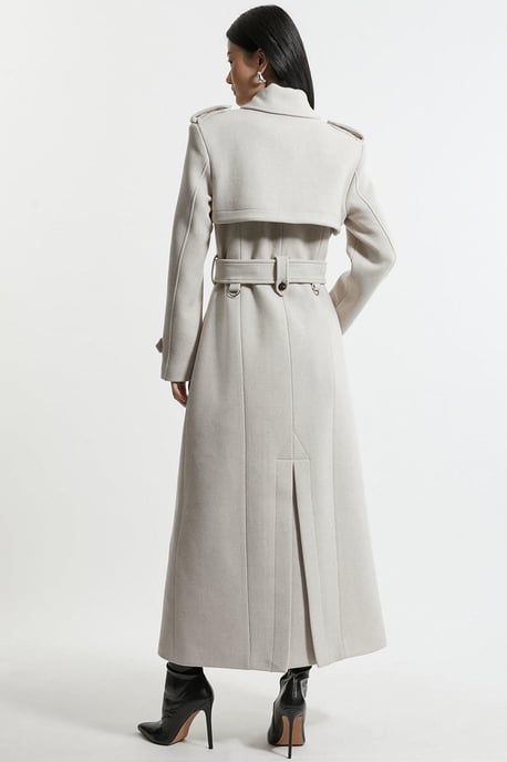 Italian Wool Tailored Belted Trench Maxi Coat - Image 6