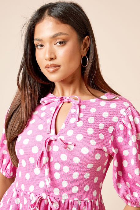 Petite Bow Tie Front Puff Sleeve Top - Image 4