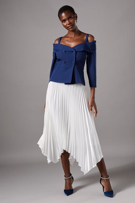 3/4 Sleeve Off Shoulder Peplum Jacket - Image 2