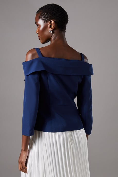 3/4 Sleeve Off Shoulder Peplum Jacket - Image 3