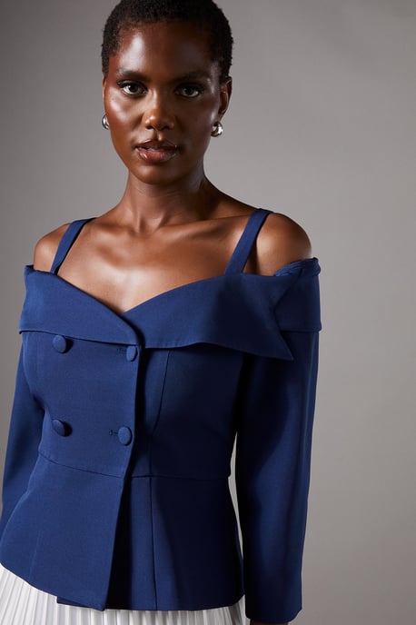 3/4 Sleeve Off Shoulder Peplum Jacket - Image 4