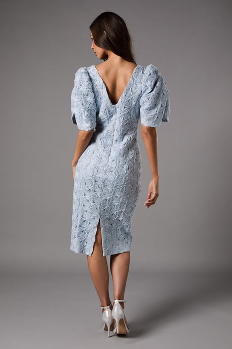Floral Pleated Sleeve Pencil Dress - Image 3