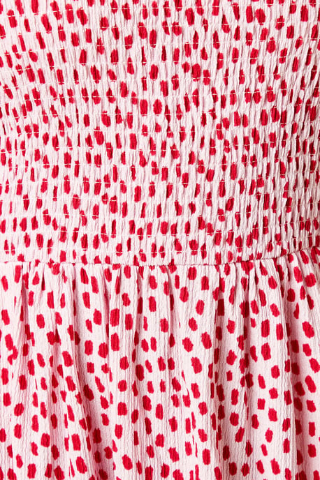 Petite Pink Spot Shirred Bodice Halterneck Midi Dress - Image 5
